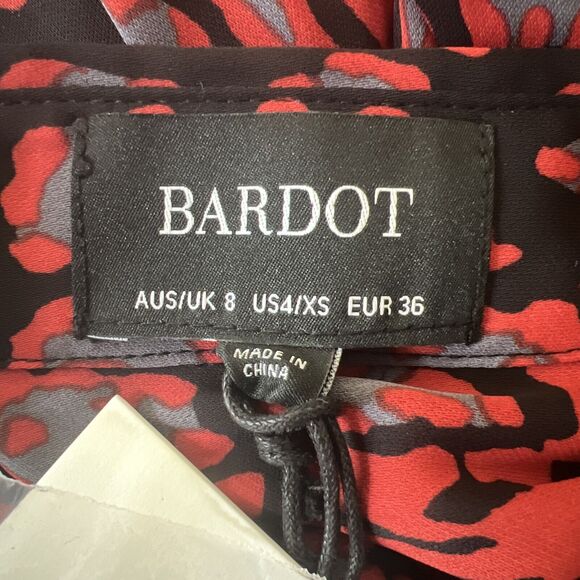 Bardot Shirt Womens 4 Red Black Gray Mona Leopard Blouse Edgy Chic Bohemian - Picture 6 of 9